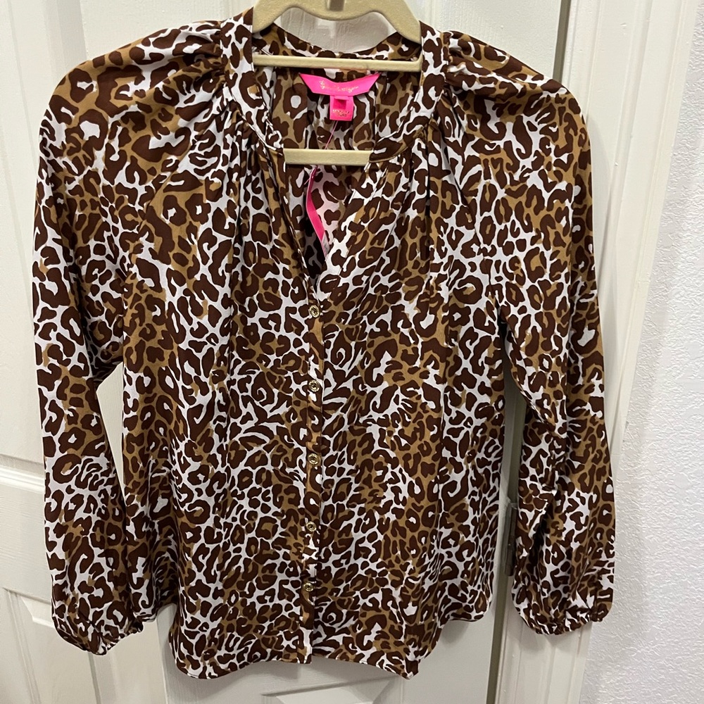 Lilly Pulitzer Leopard Silk Top